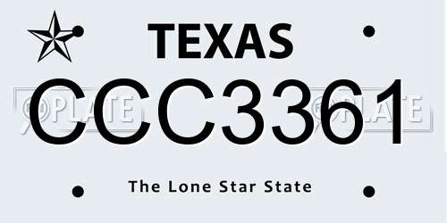 CCC3361 Texas License Plate