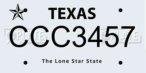 CCC3457 Texas License Plate