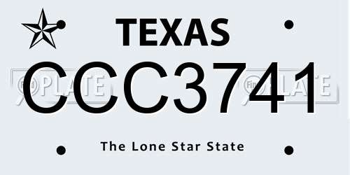 CCC3741 Texas License Plate