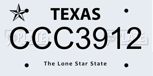 CCC3912 Texas License Plate