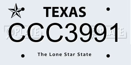 CCC3991 Texas License Plate