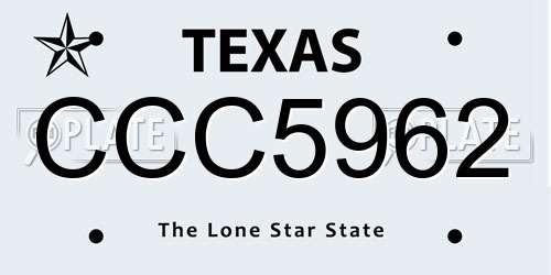 CCC5962 Texas License Plate