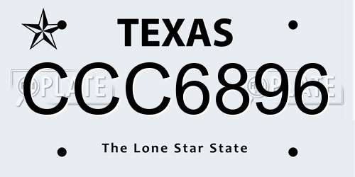 CCC6896 Texas License Plate