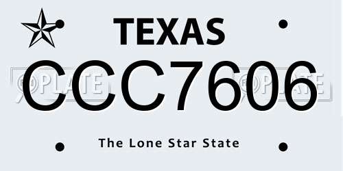 CCC7606 Texas License Plate