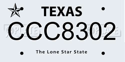 CCC8302 Texas License Plate