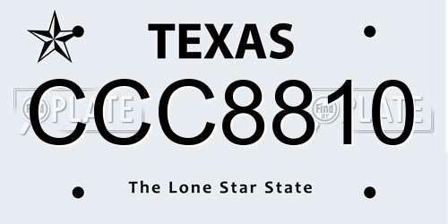 CCC8810 Texas License Plate