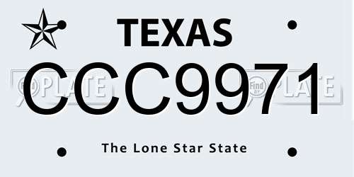 CCC9971 Texas License Plate
