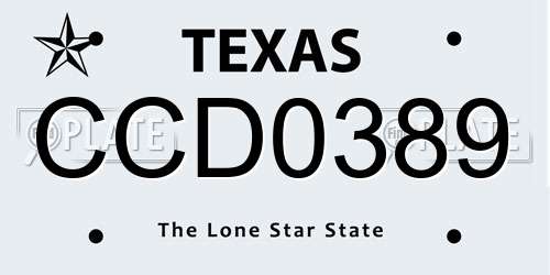 CCD0389 Texas License Plate