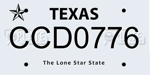 CCD0776 Texas License Plate