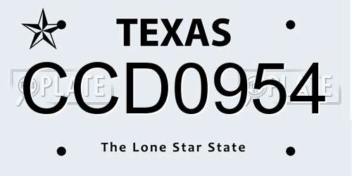 CCD0954 Texas License Plate