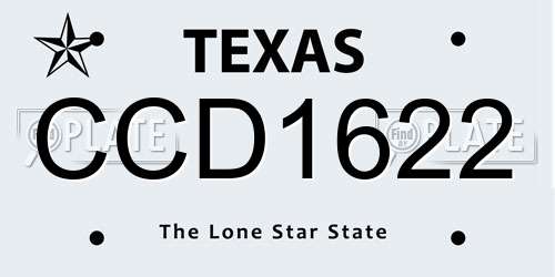 CCD1622 Texas License Plate