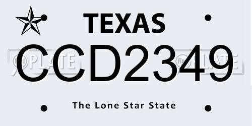 CCD2349 Texas License Plate