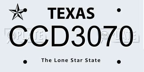 CCD3070 Texas License Plate