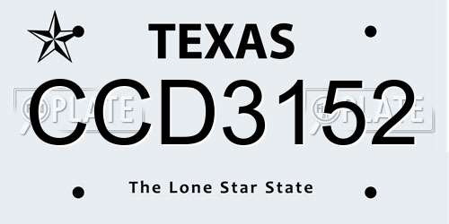 CCD3152 Texas License Plate