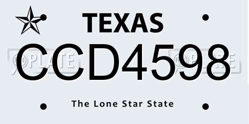 CCD4598 Texas License Plate