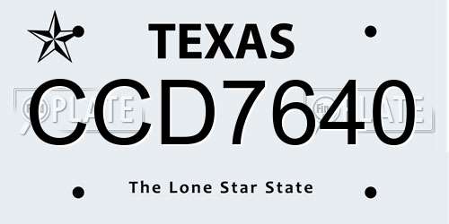 CCD7640 Texas License Plate