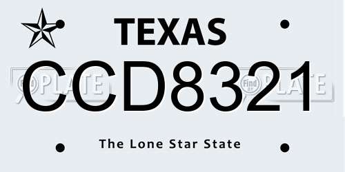 CCD8321 Texas License Plate