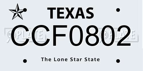 CCF0802 Texas License Plate