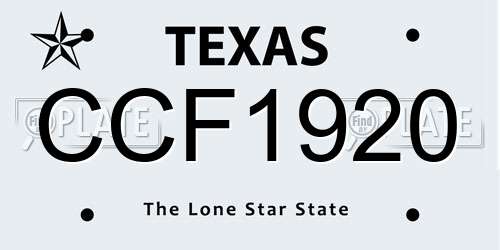 CCF1920 Texas License Plate