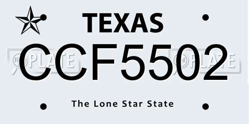 CCF5502 Texas License Plate