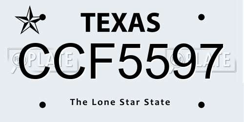 CCF5597 Texas License Plate