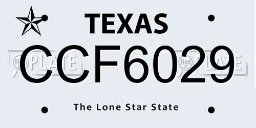 CCF6029 Texas License Plate