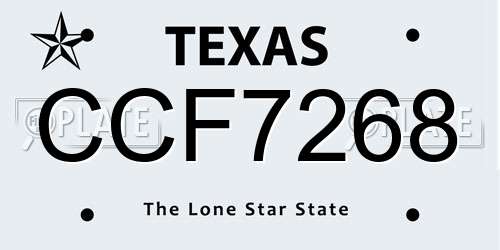 CCF7268 Texas License Plate