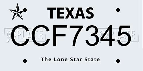 CCF7345 Texas License Plate