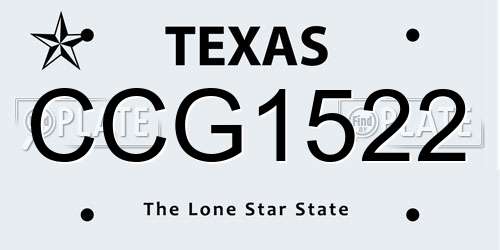 CCG1522 Texas License Plate