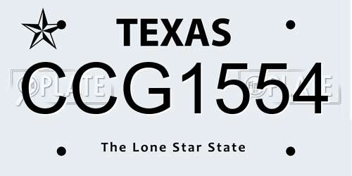 CCG1554 Texas License Plate