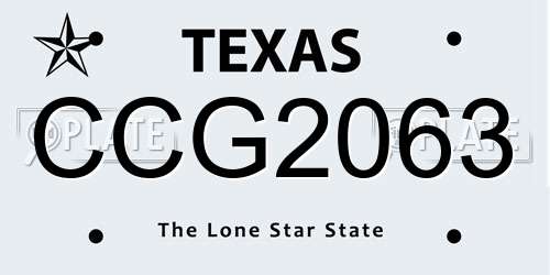 CCG2063 Texas License Plate