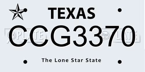 CCG3370 Texas License Plate