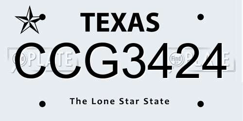 CCG3424 Texas License Plate
