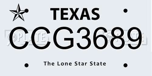 CCG3689 Texas License Plate