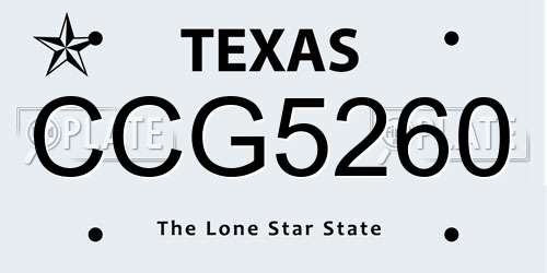 CCG5260 Texas License Plate