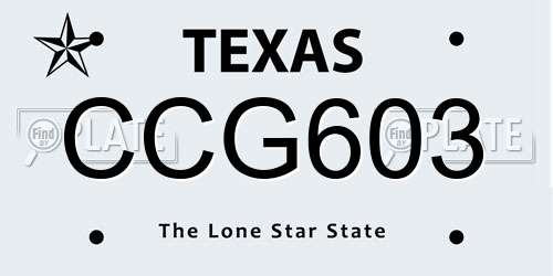CCG603 Texas License Plate