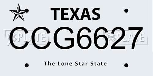 CCG6627 Texas License Plate