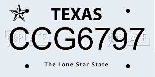 CCG6797 Texas License Plate