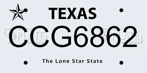 CCG6862 Texas License Plate