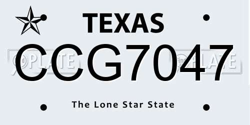 CCG7047 Texas License Plate
