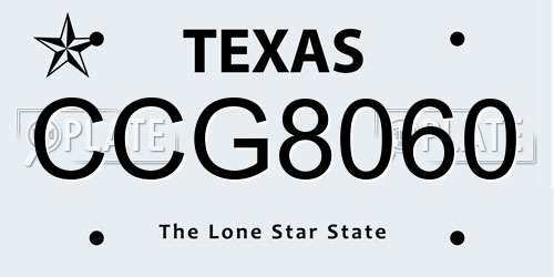 CCG8060 Texas License Plate