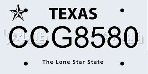 CCG8580 Texas License Plate