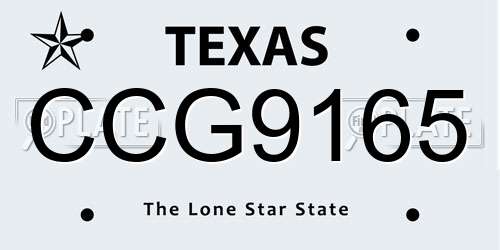 CCG9165 Texas License Plate