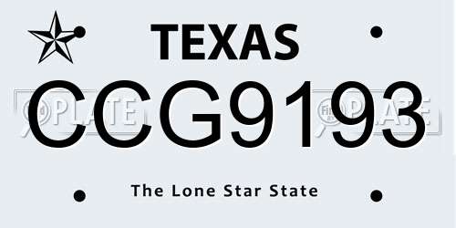 CCG9193 Texas License Plate
