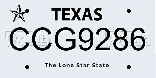 CCG9286 Texas License Plate