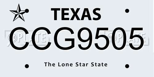 CCG9505 Texas License Plate