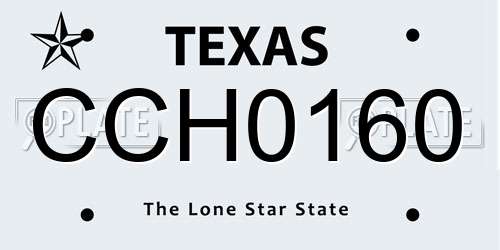 CCH0160 Texas License Plate