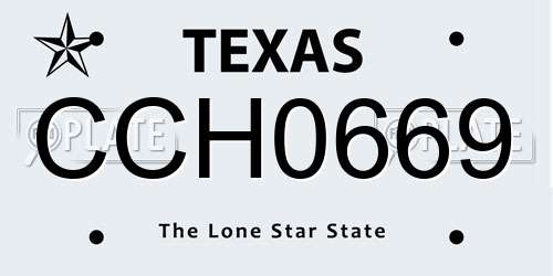 CCH0669 Texas License Plate