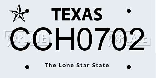 CCH0702 Texas License Plate