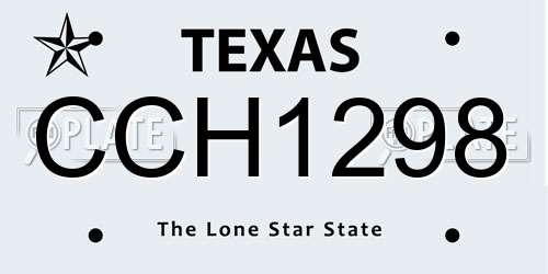 CCH1298 Texas License Plate